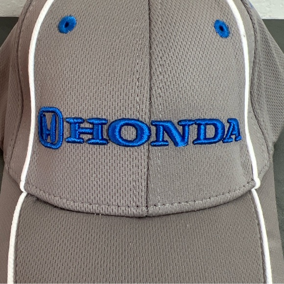 Honda Cap Hat Licensed Honda Embroidered Grey Mesh White Piping Adjustable Strap - Picture 3 of 8